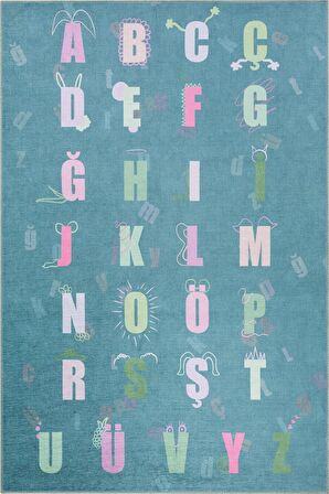 Artloop Çocuk Odası Halısı Minor Dekoratif Yeşil Halı AL 414